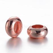 Brass Spacer Beads, Rondelle, Rose Gold, 8x4mm, Hole: 4mm(KK-P050-02RG)
