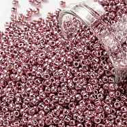 TOHO Round Seed Beads, Japanese Seed Beads, (PF553) PermaFinish Pink Lilac Metallic, 11/0, 2.2mm, Hole: 0.8mm, about 1103pcs/10g(X-SEED-TR11-PF0553)