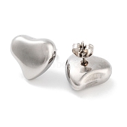 Non-Tarnish Heart 316 Surgical Stainless Steel Stud Earrings for Women, Stainless Steel Color, 14.5x15.5mm(EJEW-Z050-22P)