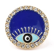 Evil Eye Enamel Pins, Light Gold Plated Alloy Rhinestone Brooch, Blue, 21.5x2mm(JEWB-I026-04)