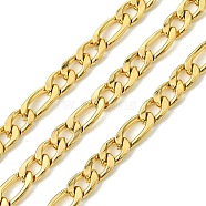 10M Ion Plating(IP) 304 Stainless Steel Figaro Chains, Unwelded, with Spool, Real 18K Gold Plated, 10.5x5.5x2mm & 8x5.5x2mm, about 32.81 Feet(10m)/Roll(CHS-G035-02D-G)