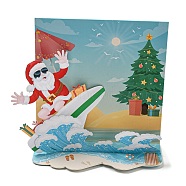 Square 3D Pop Up Paper Greeting Card, with Envelope, Christmas Day Invitation Card, Santa Claus, 110x110x4mm(AJEW-P124-C01)
