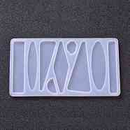 DIY Silicone Hair Clip Molds, Resin Casting Molds, for UV Resin, Epoxy Resin Jewelry Making, Rectangle & Oval & Triangle & Semicircle & Rhombus & Polygon, White, 80x146x5mm, Inner Diameter: 18~73x10~31mm(DIY-Z009-08)