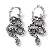 316 Surgical Stainless Steel Snake Hoop Earrings for Women, Antique Silver, 30x15.5mm(EJEW-P274-14A-AS)
