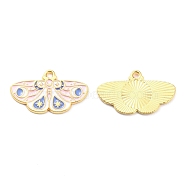 Alloy Enamel Pendants, Golden, Butterfly Charm, Misty Rose, 17x28x1.5mm, Hole: 2mm(ENAM-D051-12G)