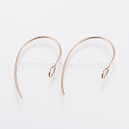 Ion Plating(IP) 304 Stainless Steel Earring Hooks, with Vertical Loop, Rose Gold, 25x14x4mm, Hole: 3mm, 21 Gauge, Pin: 0.7mm(STAS-F148-05RG)