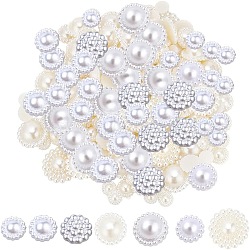 ARRICRAFT 550Pcs 7 Styles ABS Plastic Imitation Pearl Cabochons, Sunflower, Floral White, 8.5~21x3.5~8.5mm(KY-AR0001-23)