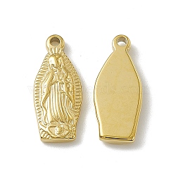 Vacuum Plating 201 Stainless Steel Pendants, Saint Charm, Real 18K Gold Plated, 17.5x7.5x2mm, Hole: 1.4mm(STAS-J401-VC629)