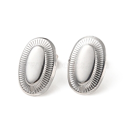 304 Stainless Steel Stud Earring Findings, with Hole, Oval, Stainless Steel Color, 18.5x12.5mm, Hole: 1.2mm, Pin: 0.8mm(STAS-K254-03P)