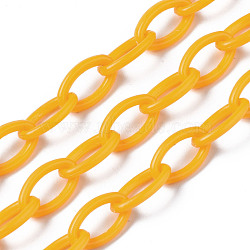 Handmade Opaque Acrylic Cable Chains, Oval, Goldenrod, 13x8x2mm(KY-N014-001J)
