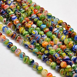 Round Millefiori Glass Beads Strands, Colorful, 6mm, Hole: 1mm, about 67pcs/strand, 14.7 inch(LK-P001-05)