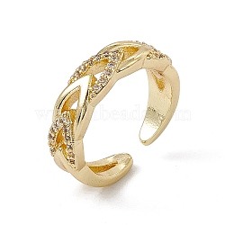 Rack Plating Brass Cubic Zirconia Cuff Rings for Women, Arrow Head Long-Lasting Plated Open Ring, Lead Free & Cadmium Free, Real 18K Gold Plated, 5.5mm, Inner Diameter: US Size 6(16.5mm)(RJEW-M145-20G)