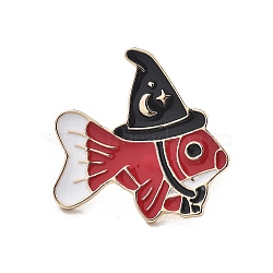 Animal Enamel Pins, Alloy Brooches for Backpack Clothes, Fish, 27.5x27.5mm(JEWB-S039-04G)