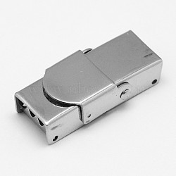 Rectangle 201 Stainless Steel Watch Band Clasps, Stainless Steel Color, 25x12x7mm, Hole: 3x8mm(STAS-F067-02)