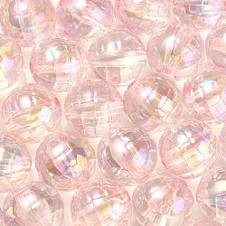 Textured UV Plating Rainbow Iridescent Transparent Acrylic Beads, Round, Pink, 15.5mm, Hole: 2.6mm(OACR-C007-09B)