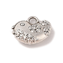 Tibetan Style Alloy Charms, Cadmium Free & Lead Free, Flower, Antique Silver, 10x12.5x4mm, Hole: 1.8mm(TIBE-Q090-19AS)