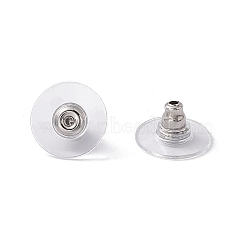 304 Stainless Steel Bullet Clutch Earring Backs, with Plastic Pads, Ear Nuts, Stainless Steel Color, 11.5x6mm, Hole: 0.7mm(X-STAS-I016)