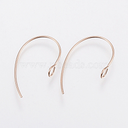 Ion Plating(IP) 304 Stainless Steel Earring Hooks, with Vertical Loop, Rose Gold, 25x14x4mm, Hole: 3mm, 21 Gauge, Pin: 0.7mm(STAS-F148-05RG)