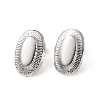 304 Stainless Steel Stud Earring Findings, with Hole, Oval, Stainless Steel Color, 18.5x12.5mm, Hole: 1.2mm, Pin: 0.8mm