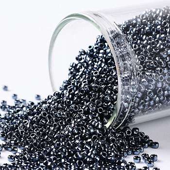 TOHO Round Seed Beads, Japanese Seed Beads, (81) Metallic Hematite, 15/0, 1.5mm, Hole: 0.7mm, about 3000pcs/bottle, 10g/bottle
