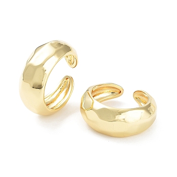 Brass Open Cuff Rings for Women, Real 18K Gold Plated, Inner Diameter: 17mm