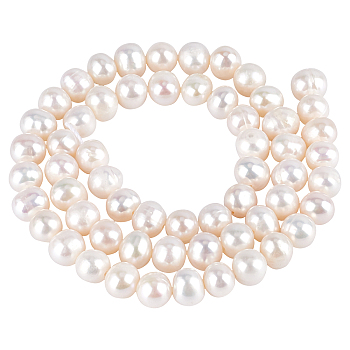 1 Strand Natural Cultured Freshwater Pearl Beads Strands, Round, PeachPuff, 7~8mm, Hole: 0.8mm, about 48pcs/strand, 13.38 inch