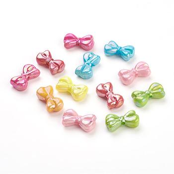 Opaque Acrylic Beads, AB Color Bowknot, Mixed Color, 18x10x6mm, Hole: 2mm, about 720pcs/500g