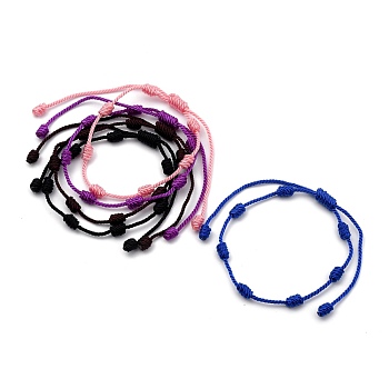 Adjustable Nylon Threads Braided Bracelets, Mixed Color, Inner Diameter: 2-3/8~4-3/8 inch(6~11cm)