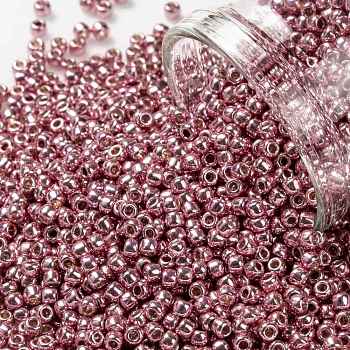 TOHO Round Seed Beads, Japanese Seed Beads, (PF553) PermaFinish Pink Lilac Metallic, 11/0, 2.2mm, Hole: 0.8mm, about 1103pcs/10g