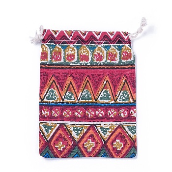 Burlap Packing Pouches, Drawstring Bags, Red, 17.3~18.2x13~13.4cm