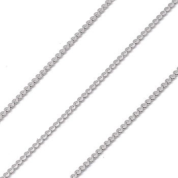 304 Stainless Steel Serpentine Chain, Soldered, with Spool, Stainless Steel Color, 1x0.4mm, about 32.81 Feet(10m)/Roll
