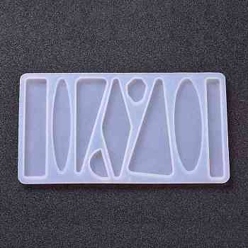 DIY Silicone Hair Clip Molds, Resin Casting Molds, for UV Resin, Epoxy Resin Jewelry Making, Rectangle & Oval & Triangle & Semicircle & Rhombus & Polygon, White, 80x146x5mm, Inner Diameter: 18~73x10~31mm