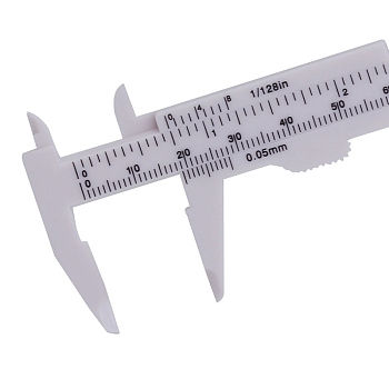 Plastic Sliding Gauge Vernier Caliper, Double Scale, mm/inch Portable Ruler, White, Measuring Range: 8cm