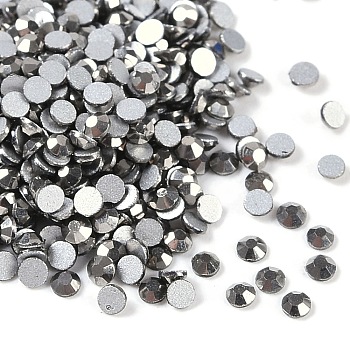 Glass Flat Back Rhinestone, Grade A, Back Plated, Faceted, Half Round, Hematite, SS6, 1.9~2mm, 1440pcs/bag