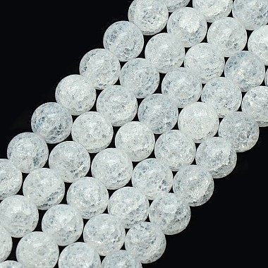 10mm Clear Round Crackle Crystal Beads