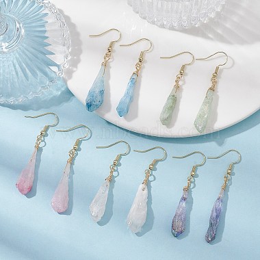 Dyed Natural Quartz Crystal Dangle Earrings(EJEW-JE05487)-2