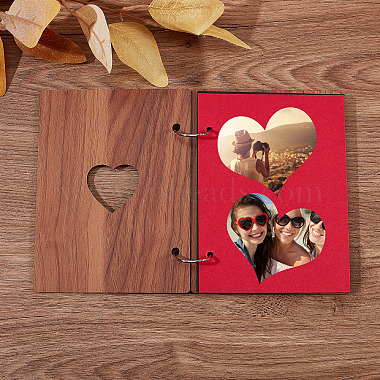 Álbum de fotos de hojas sueltas con cubierta de madera y corazón hueco de 6 pulgadas(DIY-WH0401-37)-5