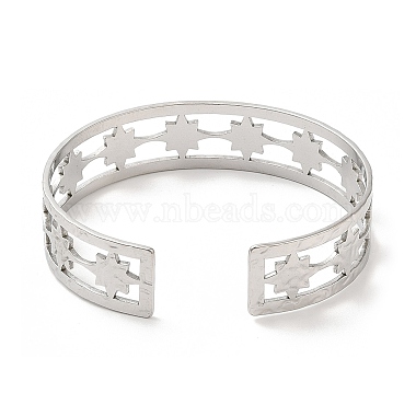 304 Stainless Steel Star Open Cuff Bangles(BJEW-L682-026P)-2