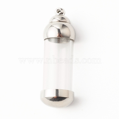 Stainless Steel Color Clear Column Stainless Steel+Glass Pendants
