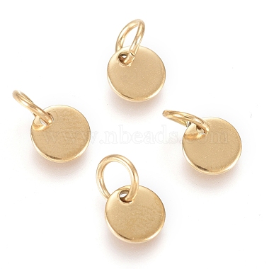 Golden Flat Round Stainless Steel Charms