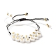 2Pcs 2 Style Flat Round with Letters Braided Bead Bracelets Set for Women(BJEW-JB07571)-1