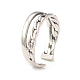 304 Stainless Steel Double Line Open Cuff Ring for Women(RJEW-I096-13P)-1