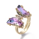 Adjustable Brass Glass Finger Rings(RJEW-P148-A01-01)-1