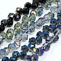 Half Plated Faceted Glass Teardrop Beads, Mixed Color, 8x8mm, Hole: 1mm