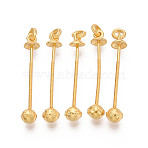 925 Sterling Silver Bead Cap Bails, with S925 Stamp, Golden, 26x4~4.5x4~4.5mm, Hole: 2mm, Pin: 1mm, Jump Ring: 4x1mm(STER-T008-79S)