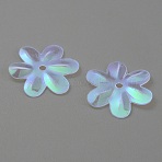 Rainbow Iridescent PVC Paillette/Sequins Beads, Flower, 13.5x15x0.1mm, Hole: 1mm(KY-WH0046-100C)