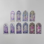 Stained Glass Windows PET Waterproof Self-Adhesive Stickers, for DIY Photo Album Diary Scrapbook Decoration, Mixed Color, 92x44~47x0.1mm(DIY-WH0750-169B)