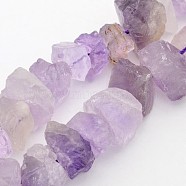 Natural Amethyst Nuggets Bead Strands, 12~16x6~15mm, Hole: 1mm, about 15.7 inch(G-A139-B03)