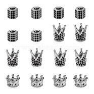 Brass Micro Pave Black Cubic Zirconia Beads, Miexd Shapes, Platinum, 16pcs/box(ZIRC-SZ0001-06P)