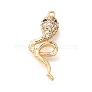 Brass Micro Pave Clear & Black Cubic Zirconia Connector Charms, Snake Links, Real 18K Gold Plated, 24x9.5x4mm, Hole: 1.2mm and 1mm(KK-C085-18G)